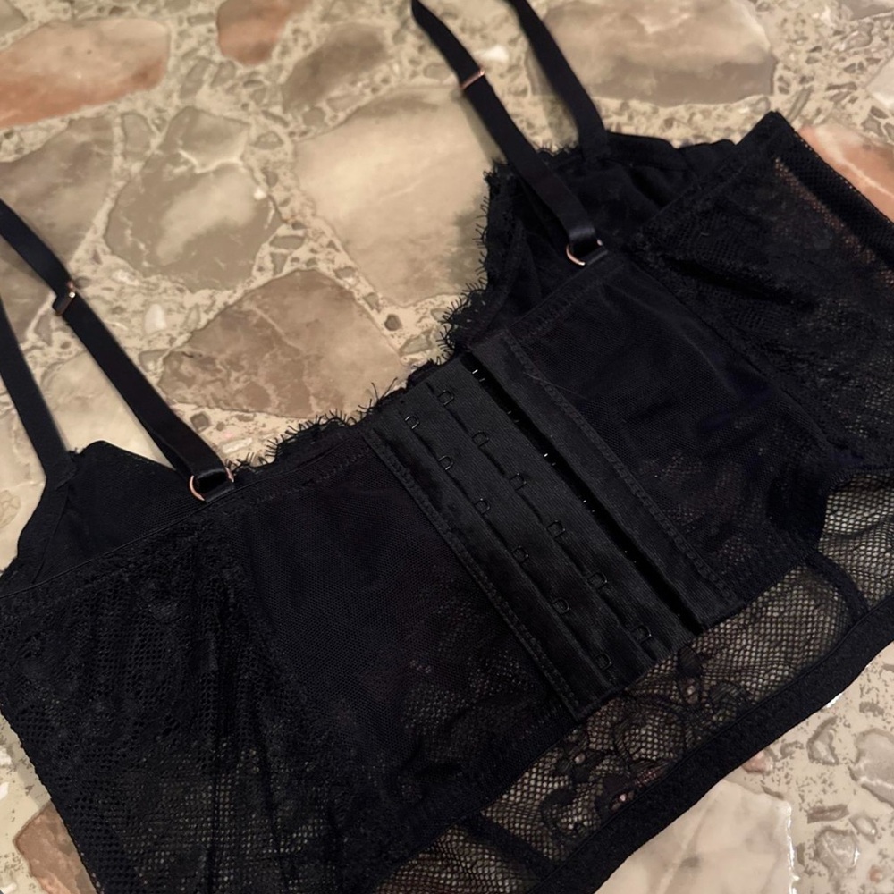 Macy's Black Lace Mesh Bralette - Picture 4 of 4